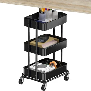 3-Tier Utility Cart, Low 24" Height Fits Under Desk, Black Compact & Lower Height Great for Under-Desk Space-Saving Storage for Home Office, Dining Room, or Kitchen 3-Tier Utility Cart, Low 24" Height Fits Under Desk, Black Compact & Lower Height Great for Under-Desk Space-Saving Storage for Home Office, Dining Room, or Kitchen