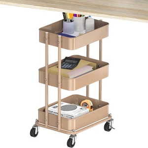 3-Tier Utility Cart, Low 24" Height Fits Under Desk, Khaki Compact & Lower Height Great for Under-Desk Space-Saving Storage for Home Office, Dining Room, or Kitchen 3-Tier Utility Cart, Low 24" Height Fits Under Desk, Khaki Compact & Lower Height Great for Under-Desk Space-Saving Storage for Home Office, Dining Room, or Kitchen
