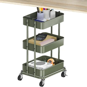 3-Tier Utility Cart, Low 24" Height Fits Under Desk, Green Compact & Lower Height Great for Under-Desk Space-Saving Storage for Home Office, Dining Room, or Kitchen 3-Tier Utility Cart, Low 24" Height Fits Under Desk, Green Compact & Lower Height Great for Under-Desk Space-Saving Storage for Home Office, Dining Room, or Kitchen