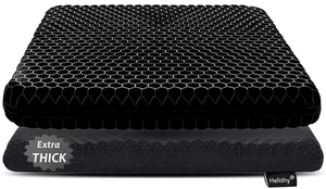 Gel Seat Cushion for Long Sitting, Extra Thick Gel Cushion for Wheelchair Soft Chair Pads for Office Home Chairs Car Seats Long Trips - Back Sciatica Hip Tailbone Pain Relief Cushion (Black) Gel Seat Cushion for Long Sitting, Extra Thick Gel Cushion for Wheelchair Soft Chair Pads for Office Home Chairs Car Seats Long Trips - Back Sciatica Hip Tailbone Pain Relief Cushion (Black)