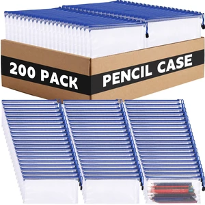 200 Pcs A6 Mesh Zipper Pouches Bulk 9.4"x4.5",Blue Colors Waterproof Pencil Bags for Office Supplies, Transparent Design for Stationery Storage, Organizers for Cosmetics Travel 200 Pcs A6 Mesh Zipper Pouches Bulk 9.4"x4.5",Blue Colors Waterproof Pencil Bags for Office Supplies, Transparent Design for Stationery Storage, Organizers for Cosmetics Travel