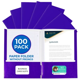 100 Pack Purple 2 Pocket Paper Folders. Heavy Duty, Bulk Folders with Pockets and Business Card Slots. Colored Letter Size Document Organizers. Durable Portfolio for School, College, Office Files 100 Pack Purple 2 Pocket Paper Folders. Heavy Duty, Bulk Folders with Pockets and Business Card Slots. Colored Letter Size Document Organizers. Durable Portfolio for School, College, Office Files