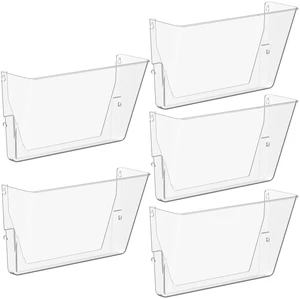 Single Pocke Wall Mount File Holder Organizer (Clear, 5 Pack) Acrylic Hanging Wall Organizer, Plastic Wall Mount Mails Magazines Organizer for Office and Home Single Pocke Wall Mount File Holder Organizer (Clear, 5 Pack) Acrylic Hanging Wall Organizer, Plastic Wall Mount Mails Magazines Organizer for Office and Home