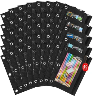 38 Pack Pencil Pouch for 3 Ring Binder with Zipper, Black Pencil Pouches Pencil Bags for Classroom bulk Pencil Box Pencil Case for Storing School Students Teacher Supplies 38 Pack Pencil Pouch for 3 Ring Binder with Zipper, Black Pencil Pouches Pencil Bags for Classroom bulk Pencil Box Pencil Case for Storing School Students Teacher Supplies