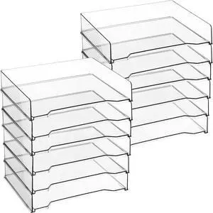 12 Pcs Stackable Letter Tray Plastic Paper Tray, Clear 13 x 9.5 x 2.6 In, Rectangular, Paper Holder, File Tray for Desktop Office Desk Drawers 12 Pcs Stackable Letter Tray Plastic Paper Tray, Clear 13 x 9.5 x 2.6 In, Rectangular, Paper Holder, File Tray for Desktop Office Desk Drawers