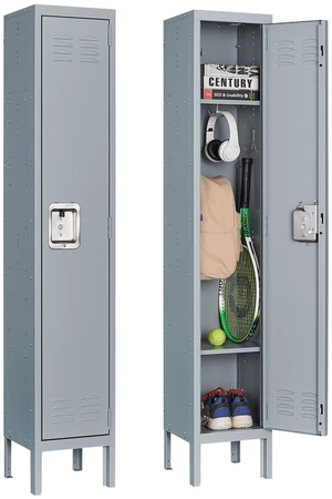 Metal Locker for Home, Dressing Room, Gym, 65.98" Steel Storage Lockers for Employees, Lockable Locker Cabinet with 1 Door (Grey) Metal Locker for Home, Dressing Room, Gym, 65.98" Steel Storage Lockers for Employees, Lockable Locker Cabinet with 1 Door (Grey)