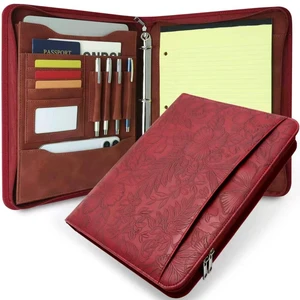 Zippered 3 Ring Portfolio Binder, Padfolio Organizer for Women Embossed faux leather organizer fits Letter/A4 pads and 13.9 in tablet, with card slots and pen holders for work Zippered 3 Ring Portfolio Binder, Padfolio Organizer for Women Embossed faux leather organizer fits Letter/A4 pads and 13.9 in tablet, with card slots and pen holders for work