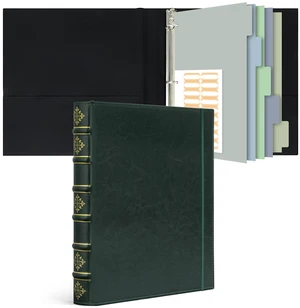 Vintage Leather 3 Ring Binder 1 Inch, Hardback D Ring Binder with Pockets and 5 Tab Dividers, Book Style Document Organizer Fits Letter Size Paper for Home and Office Green Vintage Leather 3 Ring Binder 1 Inch, Hardback D Ring Binder with Pockets and 5 Tab Dividers, Book Style Document Organizer Fits Letter Size Paper for Home and Office Green