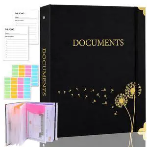 Important Document Organizer 3 Ring Linen Binders Folio File Folders Black Expanding File Storage Holder Emergency Binder Life Organizer with 9 Pockets, Labels for Papers, Passports, Photos Important Document Organizer 3 Ring Linen Binders Folio File Folders Black Expanding File Storage Holder Emergency Binder Life Organizer with 9 Pockets, Labels for Papers, Passports, Photos