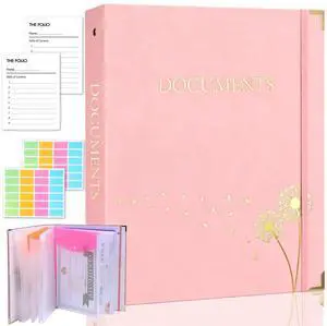 Important Document Organizer 3 Ring Linen Binders Folio File Folders Pink Expanding File Storage Holder in Case If I Die Binder with 9 Pockets, Labels for Papers, Letters, Passports, Photos Important Document Organizer 3 Ring Linen Binders Folio File Folders Pink Expanding File Storage Holder in Case If I Die Binder with 9 Pockets, Labels for Papers, Letters, Passports, Photos