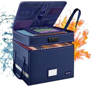 File Box with Lock,Multi-Layer Fireproof Document Box Collapsible File Storage Organizer with Pockets/Handle,Large Portable Home Office Filing Safe for Hanging Letter/Legal Size Folders,Blue File Box with Lock,Multi-Layer Fireproof Document Box Collapsible File Storage Organizer with Pockets/Handle,Large Portable Home Office Filing Safe for Hanging Letter/Legal Size Folders,Blue