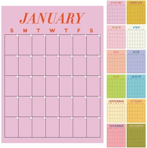 12 Pcs Undated Calendars 16'x20' Large Erasable Wall Calendar 12 Month Classroom Dry Ease Reusable Planning Colorful Yearly Blank Planner Reserved Grid for Office Home Educational Study Room Class 12 Pcs Undated Calendars 16'x20' Large Erasable Wall Calendar 12 Month Classroom Dry Ease Reusable Planning Colorful Yearly Blank Planner Reserved Grid for Office Home Educational Study Room Class