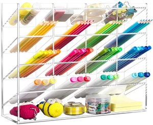 Acrylic Vertical Marker Organizer for 200 Markers, Desk Orgaizer 17 Compartments Clear Angled Pen & Pencil Holder, Large Stationery & Art Supply Storage for School (13 x 10.2 x 4 Inch) Acrylic Vertical Marker Organizer for 200 Markers, Desk Orgaizer 17 Compartments Clear Angled Pen & Pencil Holder, Large Stationery & Art Supply Storage for School (13 x 10.2 x 4 Inch)