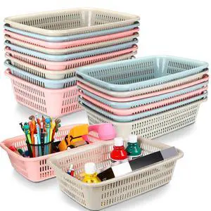 16 Pack Paper Basket,Blue, Pink, Beige,14 X 10 X 4 Inch,Fashion Paper Organizer Basket, Small Plastic Storage, Plastic Basket Tray, Office Bins File Holder, Home Office School Supplies 16 Pack Paper Basket,Blue, Pink, Beige,14 X 10 X 4 Inch,Fashion Paper Organizer Basket, Small Plastic Storage, Plastic Basket Tray, Office Bins File Holder, Home Office School Supplies