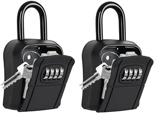 Portable Key Lock Box,Key Holder Safe Security Lock Box for Indoor, Outdoor, Garage, Garden, Store (2, Black) Portable Key Lock Box,Key Holder Safe Security Lock Box for Indoor, Outdoor, Garage, Garden, Store (2, Black)