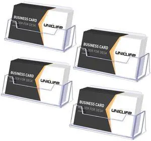 4 Pack Acrylic Business Card Holder for Desk, 60 Card Capacity 1 Slot Clear Business Card Display Stand for Men Women Desktop Business Card Organizer Card Stand for Office Home Exhibition 4 Pack Acrylic Business Card Holder for Desk, 60 Card Capacity 1 Slot Clear Business Card Display Stand for Men Women Desktop Business Card Organizer Card Stand for Office Home Exhibition