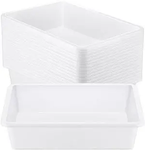 18 Pcs Flat Storage Organizer Bins Paper Tray Classroom,White Plastic Baskets, Letter Size, for Art Pencil Book Organization, for School Office Teacher 18 Pcs Flat Storage Organizer Bins Paper Tray Classroom,White Plastic Baskets, Letter Size, for Art Pencil Book Organization, for School Office Teacher