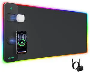 Magnetic Wireless Charging Mouse Pad Gaming, 31.5"x15.8" Large Desk Mat RGB Mousepad, Smooth Glide, Stitched Edge, Non-Slip Rubber Base, Desk Pad Computer Keyboard Mat, with Adapter Magnetic Wireless Charging Mouse Pad Gaming, 31.5"x15.8" Large Desk Mat RGB Mousepad, Smooth Glide, Stitched Edge, Non-Slip Rubber Base, Desk Pad Computer Keyboard Mat, with Adapter