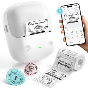 B2 Label Maker Machine with Tape for Home Office, Gray White Portable Bluetooth 2 Inch Label Printer with Multiple Templates, Thermal Labeler for Kitchen Coffee Shop Bakery Organization B2 Label Maker Machine with Tape for Home Office, Gray White Portable Bluetooth 2 Inch Label Printer with Multiple Templates, Thermal Labeler for Kitchen Coffee Shop Bakery Organization