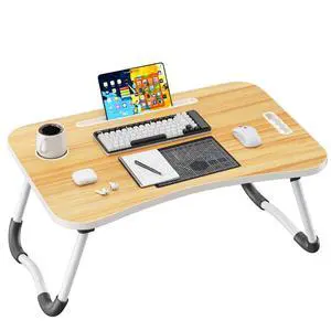 Folding Lap Desk, 23.6 Inch Wood Laptop Bed Desk with Cup Holder, Portable Bed Table for Working Writing Reading, Eating for Bed, Floor, Sofa, Couch - Yellow Folding Lap Desk, 23.6 Inch Wood Laptop Bed Desk with Cup Holder, Portable Bed Table for Working Writing Reading, Eating for Bed, Floor, Sofa, Couch - Yellow