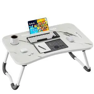 Folding Lap Desk, 23.6 Inch Wood Laptop Bed Desk with Cup Holder, Portable Bed Table for Working Writing Reading & Eating for Bed, Sofa, Couch, Floor - White&Black Folding Lap Desk, 23.6 Inch Wood Laptop Bed Desk with Cup Holder, Portable Bed Table for Working Writing Reading & Eating for Bed, Sofa, Couch, Floor - White&Black
