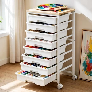 Rolling Cart with 8 Drawers for Classroom, Craft & Art Room,White Classroom Storage Cart with Drawers on Smooth-Gliding Tracks, Craft Storage Organizer with Wood Tabletop & 2 Lockable Wheels Rolling Cart with 8 Drawers for Classroom, Craft & Art Room,White Classroom Storage Cart with Drawers on Smooth-Gliding Tracks, Craft Storage Organizer with Wood Tabletop & 2 Lockable Wheels