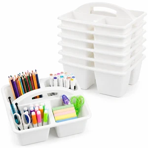 6 Pack Plastic Classroom Caddy with 4-Compartments Plastic Storage Caddies with Handle 4 Compartments Table Caddy Organizer Versatile Table Caddies for Classroom Office, White 6 Pack Plastic Classroom Caddy with 4-Compartments Plastic Storage Caddies with Handle 4 Compartments Table Caddy Organizer Versatile Table Caddies for Classroom Office, White