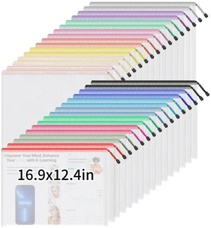 A3 Mesh Zipper Pouch Bags, 32 Pack Puzzle Storage Bags, 16 Colors Large Capacity Storage, Fits Puzzles, Crafts, Documents and Supplies for Home, School and Office Organization A3 Mesh Zipper Pouch Bags, 32 Pack Puzzle Storage Bags, 16 Colors Large Capacity Storage, Fits Puzzles, Crafts, Documents and Supplies for Home, School and Office Organization
