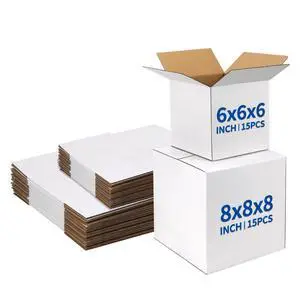 Assorted Sizes Shipping Boxes 30 Pack (8x8x8, 6x6x6), White Corrugated Cardboard Mailers, Each 15 PCS Small Boxes for Small Business Packaging, Shipping & Storage Assorted Sizes Shipping Boxes 30 Pack (8x8x8, 6x6x6), White Corrugated Cardboard Mailers, Each 15 PCS Small Boxes for Small Business Packaging, Shipping & Storage