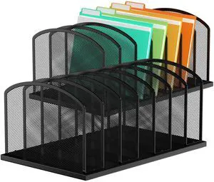 Desk File Organizer 7 Sections Upright Mesh File Sorter Organizer for Desk, Office Organization File Holder for Home, Office & Classroom (Black, 2Pack) Desk File Organizer 7 Sections Upright Mesh File Sorter Organizer for Desk, Office Organization File Holder for Home, Office & Classroom (Black, 2Pack)