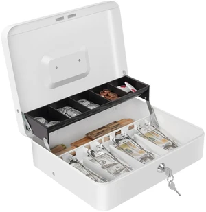 Cash Box with Money Tray and Key Lock, Large Metal Safe Money Box for Cash, Locking Money Saving Organizer, Lock Box for Money Storage 11.8"x9.45"x3.54" White XL Large Cash Box with Money Tray and Key Lock, Large Metal Safe Money Box for Cash, Locking Money Saving Organizer, Lock Box for Money Storage 11.8"x9.45"x3.54" White XL Large