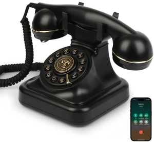 Bluetooth Retro Phone with Speakerphone, Bluetooth Landline Telephone, Bluetooth Home Phone with USB Rechargeable Power, Hands-Free Calling & Music Playback, Black Bluetooth Retro Phone with Speakerphone, Bluetooth Landline Telephone, Bluetooth Home Phone with USB Rechargeable Power, Hands-Free Calling & Music Playback, Black