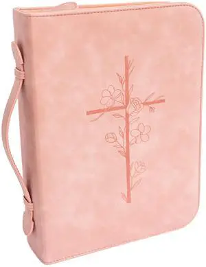Bible Cover Case for Women PU Leather Large Bible Case with Minimalist Debossed Design Christian Bible Accessories for Girls & Women (Pink) Bible Cover Case for Women PU Leather Large Bible Case with Minimalist Debossed Design Christian Bible Accessories for Girls & Women (Pink)