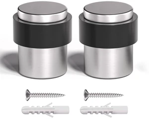20Pcs Nickel Door Stopper Floor Mounted with Black Rubber, Cylindrical 304 Stainless Steel Made 20Pcs Nickel Door Stopper Floor Mounted with Black Rubber, Cylindrical 304 Stainless Steel Made
