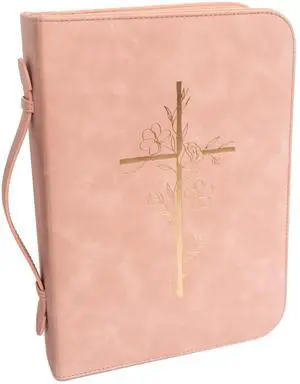 Bible Cover Case for Women PU Leather Large Bible Case with Minimalist Debossed Design Christian Bible Accessories for Girls & Women (Pink/Gold) Bible Cover Case for Women PU Leather Large Bible Case with Minimalist Debossed Design Christian Bible Accessories for Girls & Women (Pink/Gold)