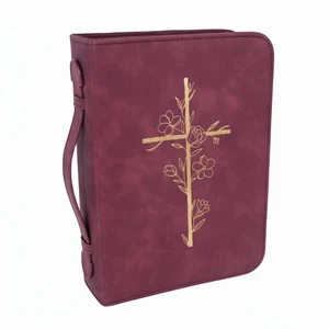 Bible Cover Case for Women - Minimalist Design Debossed Bible Case, Large Bible Covers for Women Bible Accessories (Burgundy Gold Cross) Bible Cover Case for Women - Minimalist Design Debossed Bible Case, Large Bible Covers for Women Bible Accessories (Burgundy Gold Cross)