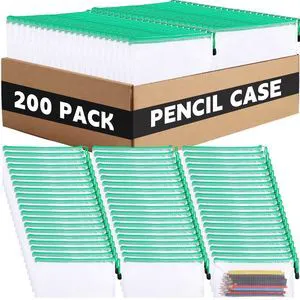 200 Pcs A6 Mesh Zipper Pouches Bulk 9.4"x4.5",Green Colors Waterproof Pencil Bags for Office Supplies, Transparent Design for Stationery Storage, Organizers for Cosmetics Travel 200 Pcs A6 Mesh Zipper Pouches Bulk 9.4"x4.5",Green Colors Waterproof Pencil Bags for Office Supplies, Transparent Design for Stationery Storage, Organizers for Cosmetics Travel