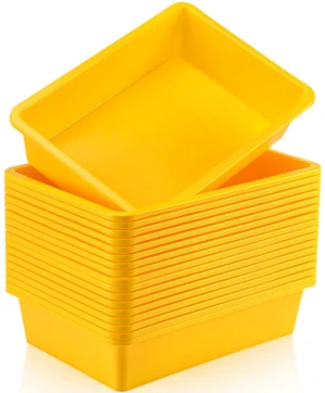 18 Pcs Flat Storage Organizer Bins Paper Tray Classroom,Yellow Plastic Baskets, Letter Size, for Art Pencil Book Organization, for School Office Teacher 18 Pcs Flat Storage Organizer Bins Paper Tray Classroom,Yellow Plastic Baskets, Letter Size, for Art Pencil Book Organization, for School Office Teacher