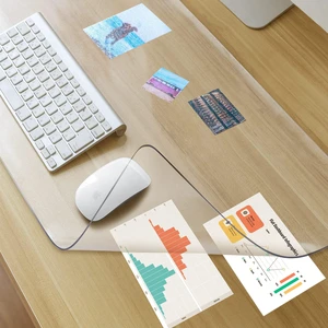 Clear Desk Mat on top of desks - 36 x 17 inches - Clear Transparent Plastic Desk Protector - Desk Writing Mat for Office and Home Clear Desk Mat on top of desks - 36 x 17 inches - Clear Transparent Plastic Desk Protector - Desk Writing Mat for Office and Home