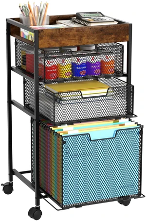 Rolling File Cart with Drawers - 4 Tier Under Desk Storage Craft Rolling Organizer Cart - Office Storage &Organization, Mobile Metal Filing Cabinet for Office and Home Espresso Rolling File Cart with Drawers - 4 Tier Under Desk Storage Craft Rolling Organizer Cart - Office Storage &Organization, Mobile Metal Filing Cabinet for Office and Home Espresso