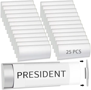 25 Pcs Aluminum Office Name Plate Holder for Door, Silver Wall Mount, 8'' x 3'', Business Sign Holder, Office Door Sign, Sturdy Curved with Plastic Film and Adhesive Tape 25 Pcs Aluminum Office Name Plate Holder for Door, Silver Wall Mount, 8'' x 3'', Business Sign Holder, Office Door Sign, Sturdy Curved with Plastic Film and Adhesive Tape
