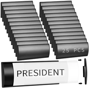 25 Pcs Aluminum Office Name Plate Holder for Door, Black Wall Mount, 8'' x 3'', Business Sign Holder, Office Door Sign, Sturdy Curved with Plastic Film and Adhesive Tape 25 Pcs Aluminum Office Name Plate Holder for Door, Black Wall Mount, 8'' x 3'', Business Sign Holder, Office Door Sign, Sturdy Curved with Plastic Film and Adhesive Tape