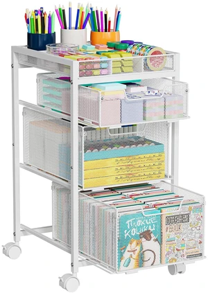 Rolling Utility Cart with 3 Drawers, Craft Organizer and Storage with DIY Divider, Lockable Wheels, Multi-Functional Storage for Art Supplies, Store for Brushes & Paints & Artifacts,White Rolling Utility Cart with 3 Drawers, Craft Organizer and Storage with DIY Divider, Lockable Wheels, Multi-Functional Storage for Art Supplies, Store for Brushes & Paints & Artifacts,White