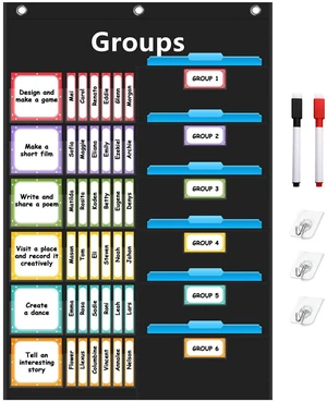 Small Group Management Pocket Chart with 96 Cards Classroom Jobs Chart Small Group Organizer and on Task for School Teacher Homeschool Learning Supplies (Black) Small Group Management Pocket Chart with 96 Cards Classroom Jobs Chart Small Group Organizer and on Task for School Teacher Homeschool Learning Supplies (Black)