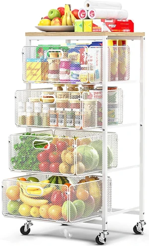 Kitchen Storage Cart with Drawers,Metal Snack Cart Organizer,White 4-Tier Craft Cart with Lockable Wheels, Wooden Top, Rolling Storage Drawer Carts for Snacks,Beauty,Craft,Art,Makeup,School Kitchen Storage Cart with Drawers,Metal Snack Cart Organizer,White 4-Tier Craft Cart with Lockable Wheels, Wooden Top, Rolling Storage Drawer Carts for Snacks,Beauty,Craft,Art,Makeup,School