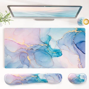 PU Leather Desk Mat Set, 4-in-1 Ergonomic Wrist Rest, Blue Pink Fluid Waterproof Large Mouse Pad 31.5×15.7 + Keyboard Wrist Rest + Mouse Wrist Support+Coaster, Non-Slip Office Gaming Accessories PU Leather Desk Mat Set, 4-in-1 Ergonomic Wrist Rest, Blue Pink Fluid Waterproof Large Mouse Pad 31.5×15.7 + Keyboard Wrist Rest + Mouse Wrist Support+Coaster, Non-Slip Office Gaming Accessories