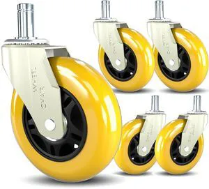 Office Chair Caster Wheels Replacement 3 Inch Roller Blade, Set of 5 Yellow Heavy Duty Quiet No Scratch Rubber Gaming Chair Wheel for Hardwood Floor Carpet, 11mm Universal Fit/Not Fit 1KEA Office Chair Caster Wheels Replacement 3 Inch Roller Blade, Set of 5 Yellow Heavy Duty Quiet No Scratch Rubber Gaming Chair Wheel for Hardwood Floor Carpet, 11mm Universal Fit/Not Fit 1KEA