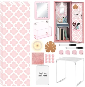 25 Pcs Locker Accessories, Locker Wallpaper,Flower,Pink Pink,Locker Organizer, First Day of School Essentials, Shelf, Mirror, LED Light, Pen Holder, Magnetic Dry Erase Board, Rug 25 Pcs Locker Accessories, Locker Wallpaper,Flower,Pink Pink,Locker Organizer, First Day of School Essentials, Shelf, Mirror, LED Light, Pen Holder, Magnetic Dry Erase Board, Rug