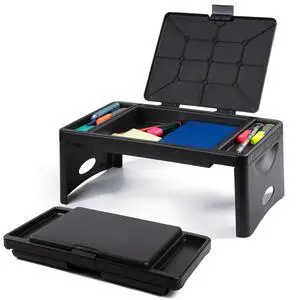Lap Desk, Folding Desk, Bed Table, Black, 9.75"x12" Built-In Storage with 2 Trays & Pocket, Bed Desk, Easy 2 lb Carry, Car Seat Tray for Travel, Portable Desk, Tucks Under Bed Lap Desk, Folding Desk, Bed Table, Black, 9.75"x12" Built-In Storage with 2 Trays & Pocket, Bed Desk, Easy 2 lb Carry, Car Seat Tray for Travel, Portable Desk, Tucks Under Bed