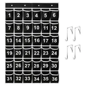 36 Pockets Black Numbered Classroom Pocket Chart for Cell Phones, Hanging Pocket Chart Storage for Classroom Phone Calculator Holder with 4 Hooks (Black-36pockets) 36 Pockets Black Numbered Classroom Pocket Chart for Cell Phones, Hanging Pocket Chart Storage for Classroom Phone Calculator Holder with 4 Hooks (Black-36pockets)